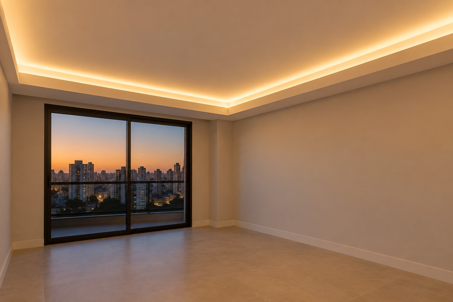 Sanca aberta em drywall com iluminação indireta